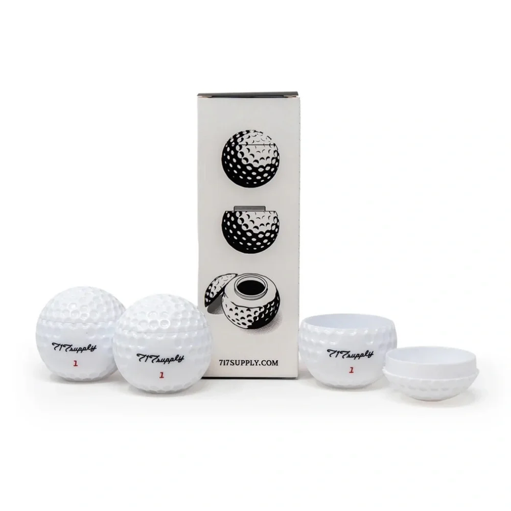 717 Supply (3) Golf Ball Shot Glasses Sealable Snap-on Cap Holds 1.5 ounce rare